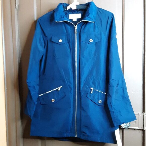 Michael Kors Women's Trench Coat size S Navy Blue Zip Front - Picture 15 of 15